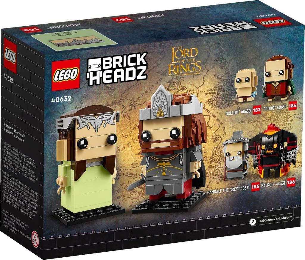 LEGO BrickHeadz Aragorn & Arwen 40632, Ages 10 and Up