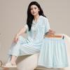 Women's Korean-Style Summer Pajama Set: Short Sleeve Cotton Top, Shorts, Cardigan, and Long Pants