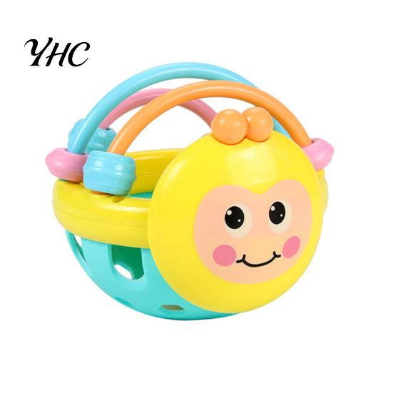 Cartoon Bee Soft Colorful Baby Rattle Ball Hand Bell Educational Teething Toy