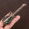 Natural Blue Baltic Amber Gemstone Copper Wire Wrap Guitar Pendant 4.53" y2s87