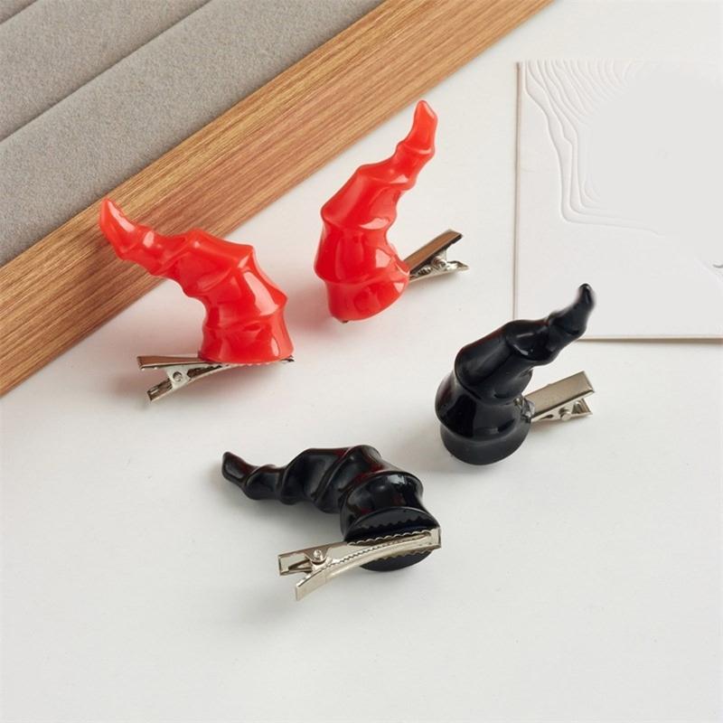 2PCS Goth Devil Horn Shape Hair Clip Halloween Party Hairpin for Woman Girls Taking Photo Braids Role Play Hairpin