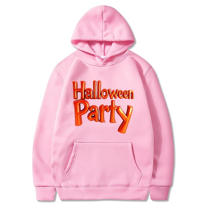 Halloween Letter Autumn Winter Fleece Hoodie Street Fashion Harajuku Pullover Men's and Women's Casual Long Sleeved Warm Hoodie