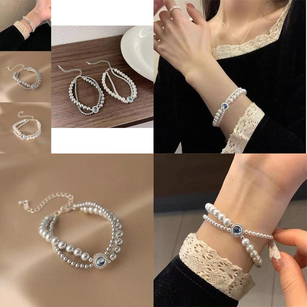 Luxurious Double Layer Pearl Bracelet For Women With Retro Court Style