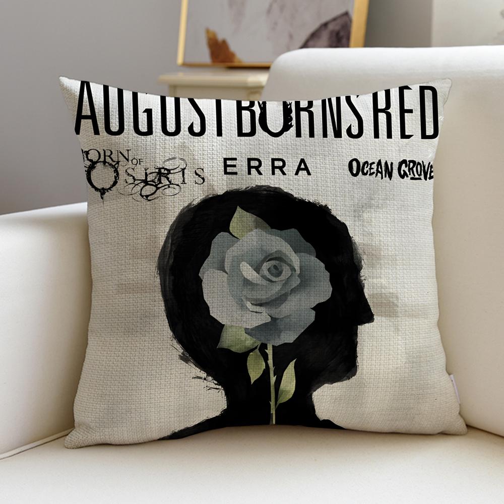 Metal AAugust Burns RedS Cushion Cover Breathable and skinfriendly linen pillowcase square removable and washable cushion