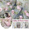 1 Yards Floral Embroidery Soft Tulle Fabric 3D Flower Mesh Lace Fabric DIY Sewing Wedding Dress Photography Background Decor