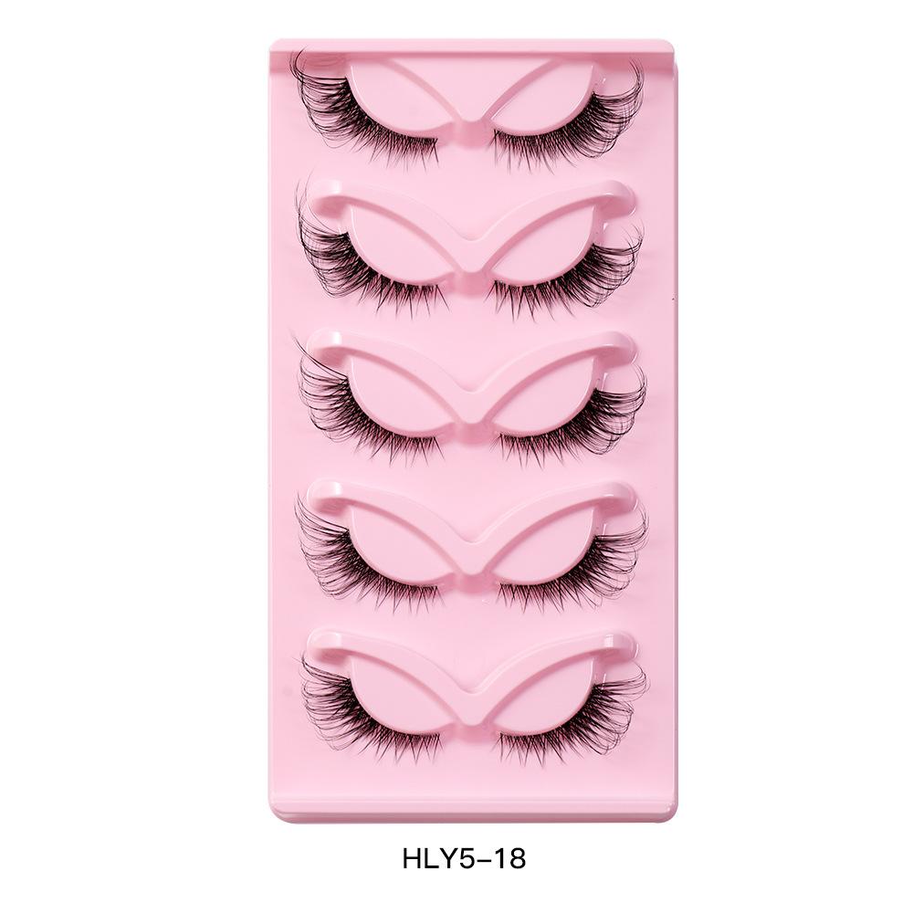 5 Pairs Of Diagonal Flying Fox Eyes False Eyelashes, Natural Thick Eyelashes, Simulated Cat Eyelashes