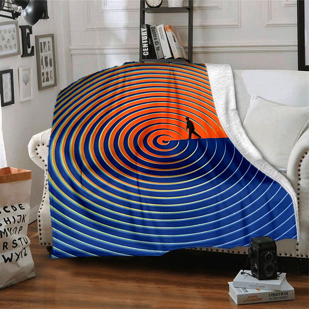 1pc Spiral Path Blanket, Lightweight Flannel Throw Blanket for Sofa, Bed, Travel, Camping, Living Room, Office, Couch, Chair, and Bed