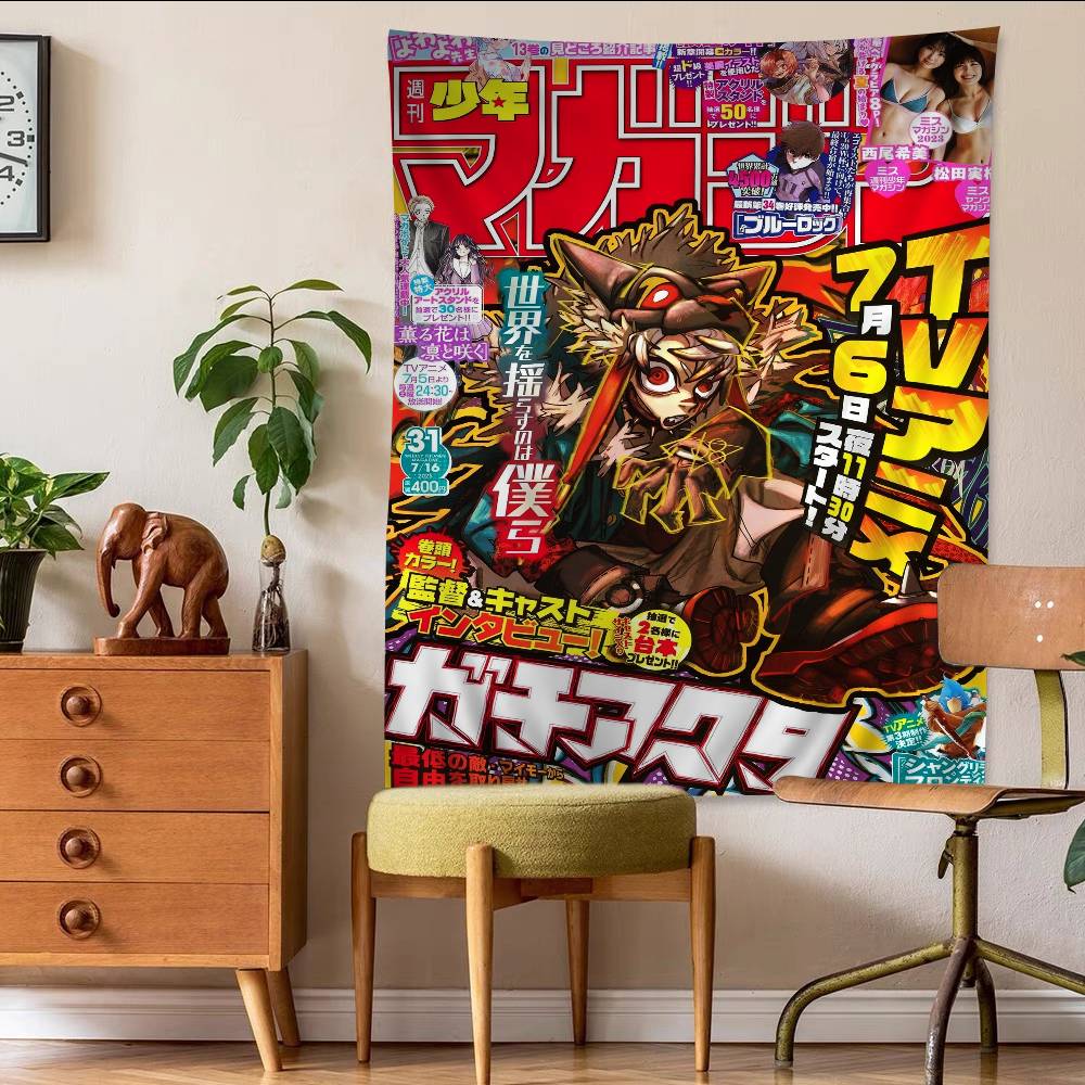 Weekly Shonen Magazine Cover Wall Tapestry Vibrant HyperPop of Manga Characters Trendy Room Decor for Anime  Manga Collectors