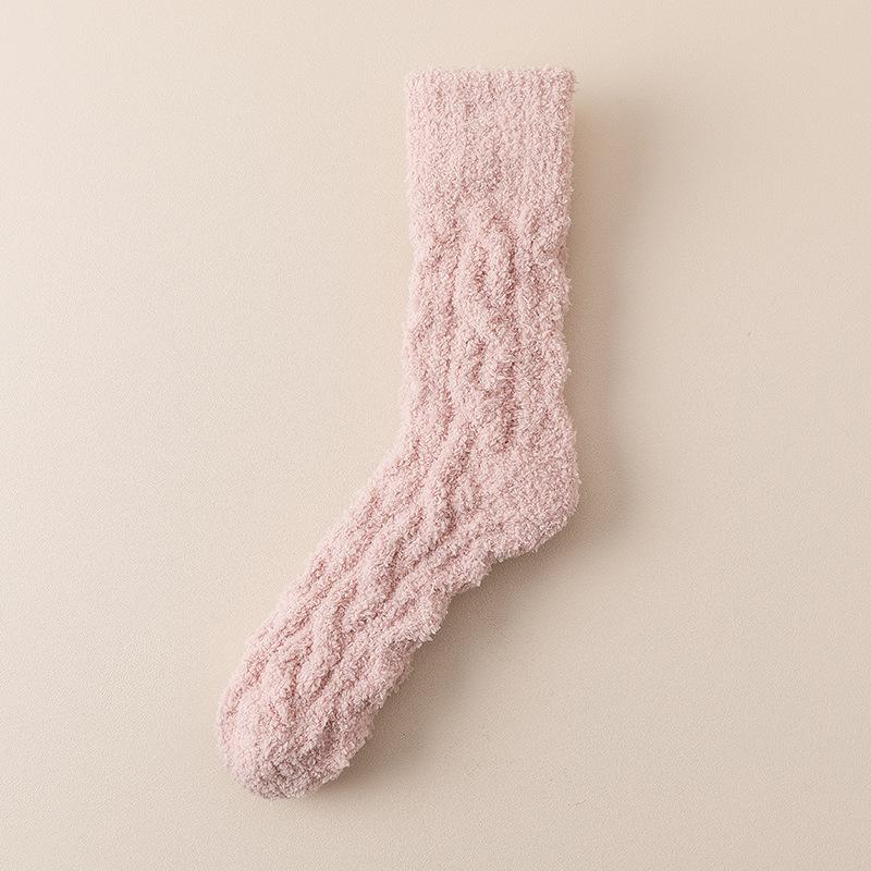 Damen Herbst- und Winter Warme und Dicke Einfarbige Schlaf-Schlauchsocken