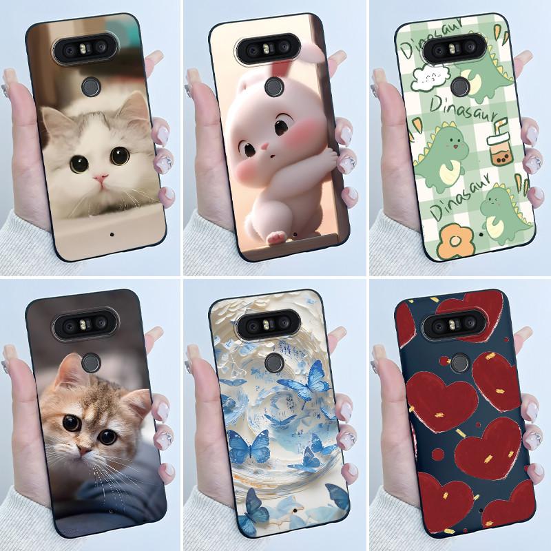 Cute Case For LG Q8 Funda Fashion Capa Coque Printing Shell Protective Cover Soft Silicone Cartoon Black Casing
