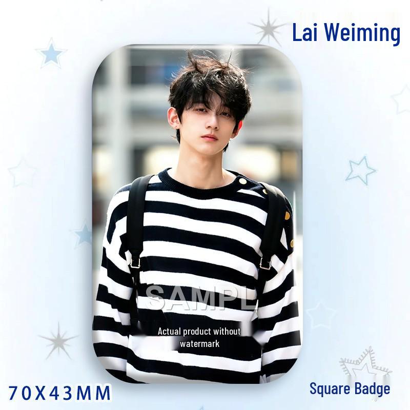 Lai Weiming Baji Laser Star Idol Support Brooch Badge Pendant 70x43MM Badge - Bright Film