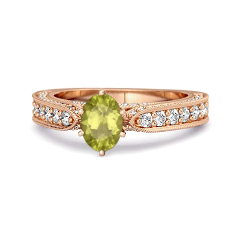 

Peridot Tapered Five-Stone Ring - Sterling Silver Rose Gold Vermeil 12 рожевий колір золота