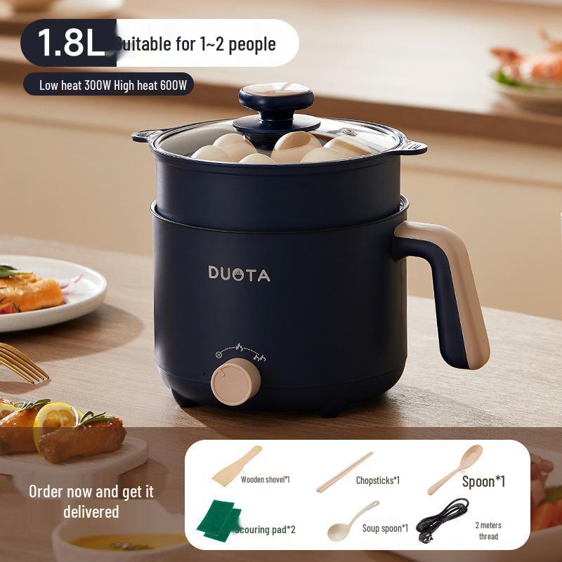 Multi-Functional Electric Cooker and Steamer for Dorms - Compact One-Person Hot Pot for Instant Noodles and More