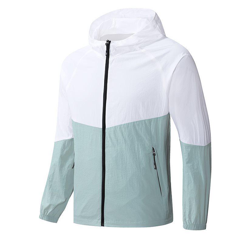 Men's Summer Hooded Color Block Sun Protection Jacket