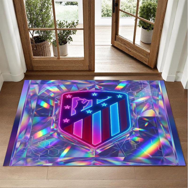 Atletico Madrid Design Crystal Velvet Rug Soft Decorative Mat for Bedroom Entrance