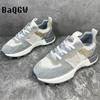 Color Block Fashion Chunky Sneaker Men Running Shoes Casual Leather Fabric Breathable Height Increased Platform Sport Shoes