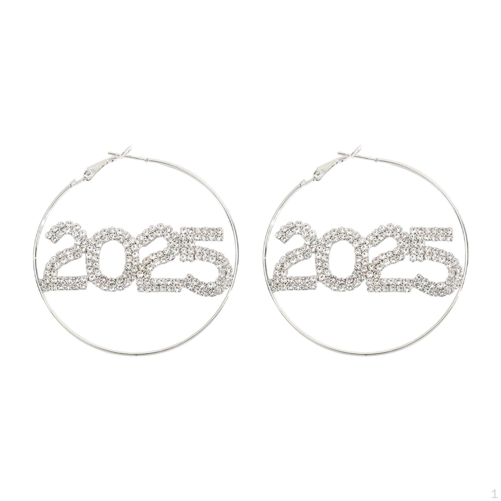 

Happy Year Earrings Dangle Rhinestone for Daily Wear Party