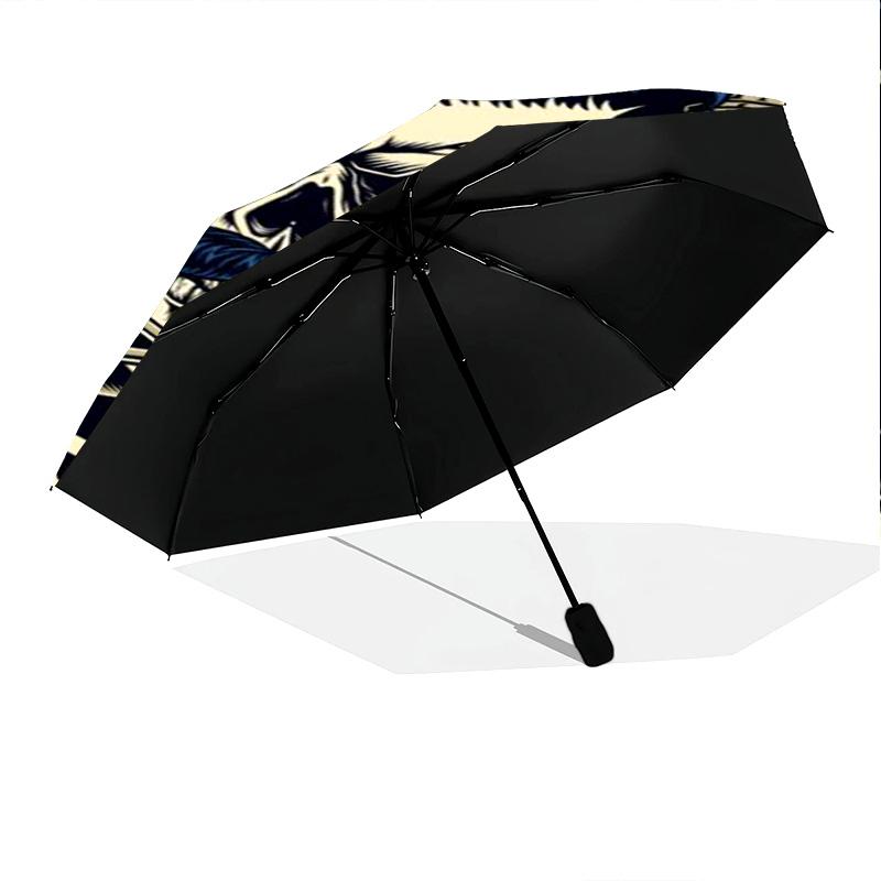 1PC Skull Scissors Artwork Automatic Umbrella - Suitable Travel Outdoor Portable Umbrella Birthday Gift Daily Essentials