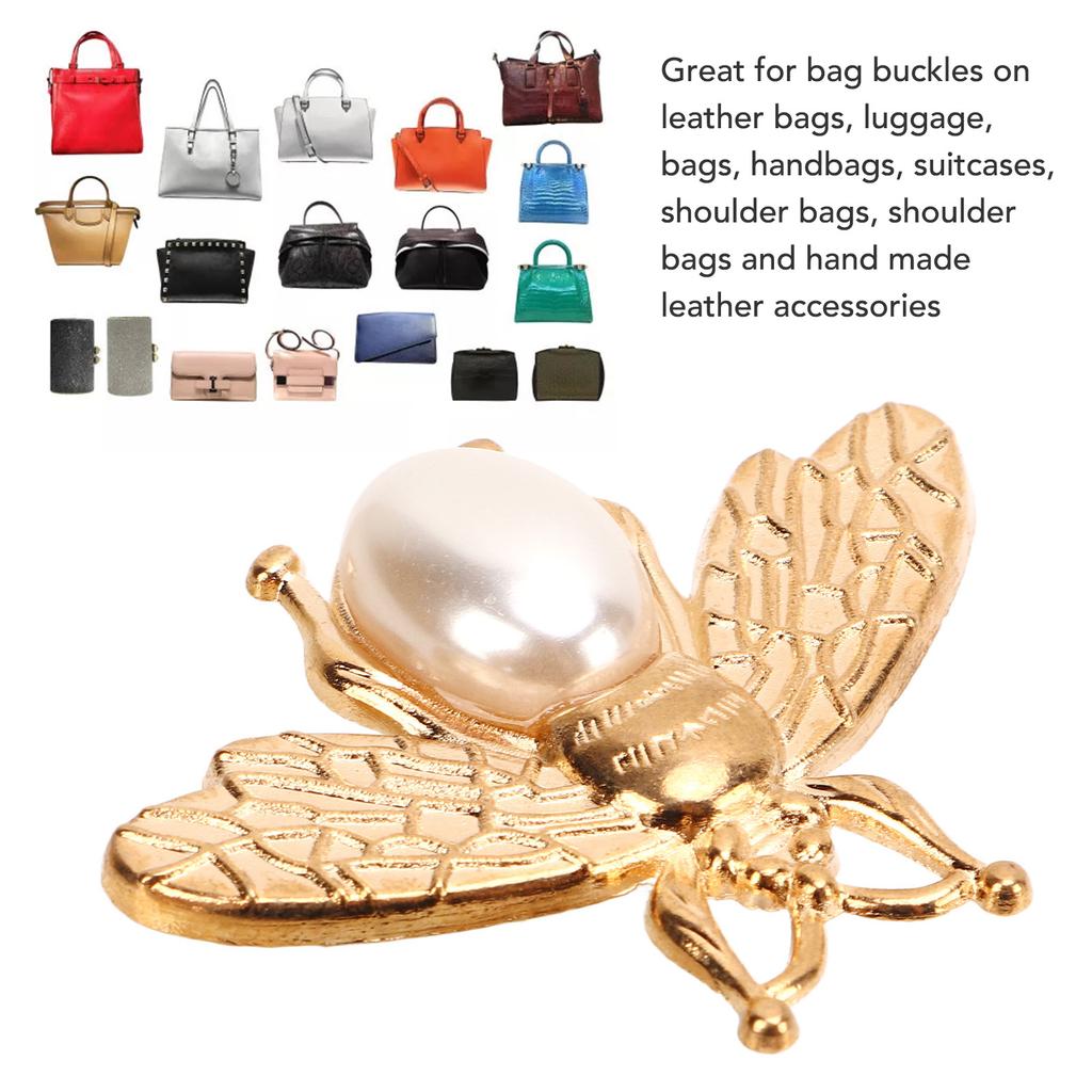 10 Pcs Bee Shape Clasp Turn Lock Light Gold Pearl Bee Shape Twist Lock Buckle For Purse Handbag Backpack Craft Making