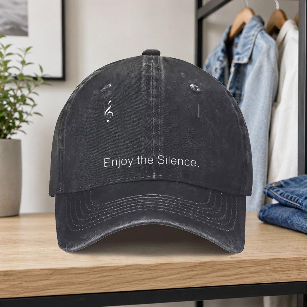 1pc Retro Enjoy The Silence Treble Clef Washed Baseball Cap Classic Casual Unisex Allseason Dad Hat Adjustable Size Suitable