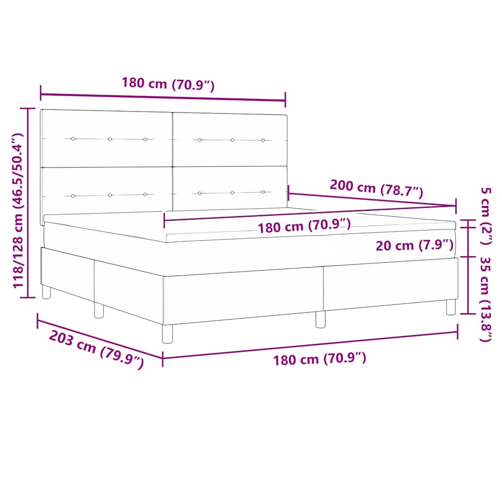 Box Spring Bed with Mattress Taupe 180 x 200 cm Fabric