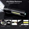 Mini Rechargeable LED Flashlight COB+XPE Portable Torch Camping Lantern Zoomable Focus Light Tactical Flashlight with Pen Clip