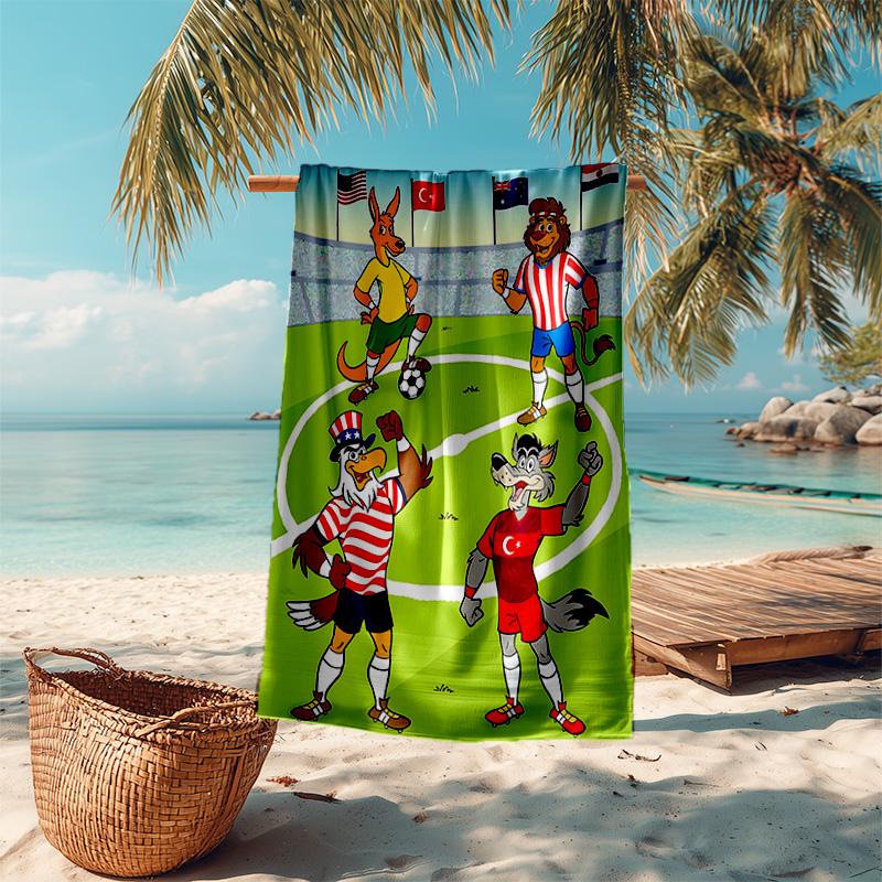 1pc Animals Soccer Together Cartoon Quick Dry Microfiber Bath Towel for Swimming Surfing Camping Unisex Holiday. SJT7201150