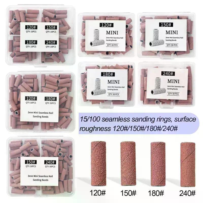 50/60/100Pcs 3MM Mini Nail Sanding Bands Sets For Dead Skin Calluses Nail Gel Remove 120#150#180#240#