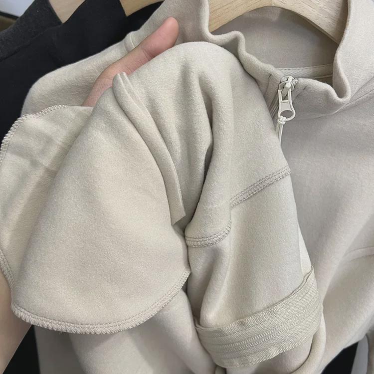 Winter 2024 Korean-Style Double-Sided Velvet Cardigan with Stand-Up Collar: Versatile Women's Trendy Jacket