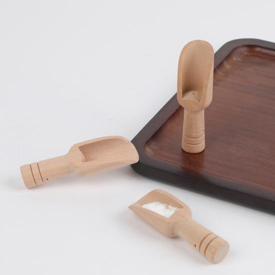 Wooden Bath Salt Spoon Natural Wood Multifunctional Scoop Ergonomic Handle Beech Kitchen Spoon for