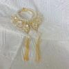 1pc zinc alloy rhinestone imitation pearl hair ornament, high-end elegant tassel headpiece, delicate ball hair clip, suitable fo