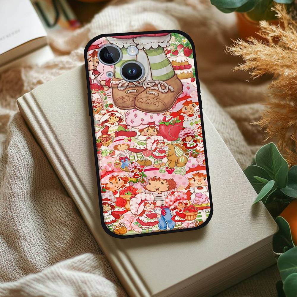Strawberry S-Shortcake Phone Case For IPhone 1716 15 14 13 Pro Max 11 12 Mini X Xs XR Black Silicone Cover