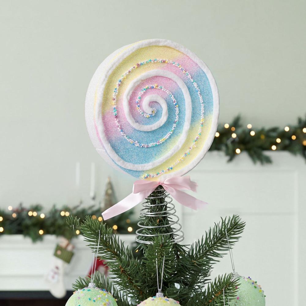 Colorful Icing Design Candy Christmas Tree Topper Festival Party Scene Decoration New Year