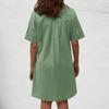Women's Shirt Dress Button Down Short Sleeve Dresse With Pockets