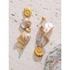 Eetit Ocean Series Square Shell Conch Drop Earrings Summer Holiday Golden Stainless Steel Jewelry Waterproof Recommend New