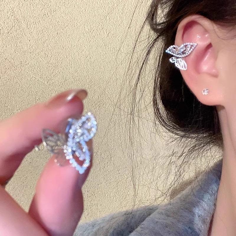 S925 silver needle zircon pearl earrings women's light luxury niche high-end butterfly stud earrings versatile temperament earrings