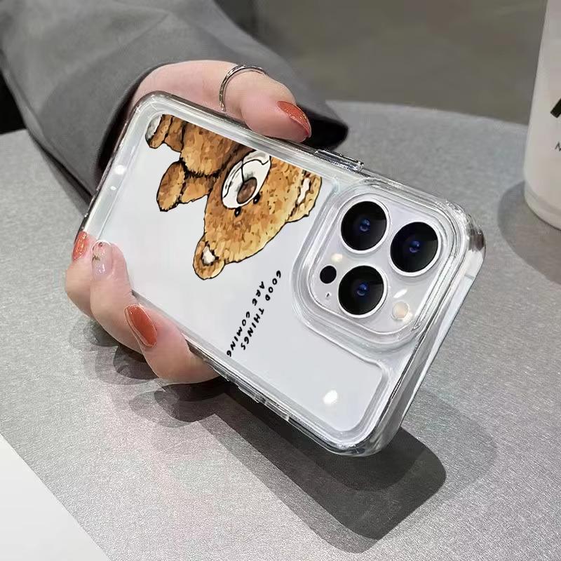 Cute Bear Pattern Phone Case For Samsung Galaxy S26 S25 Ultra S24 S23 FE S22 S21 Plus S20 A73 A72 A71 Clear Bumper Cover