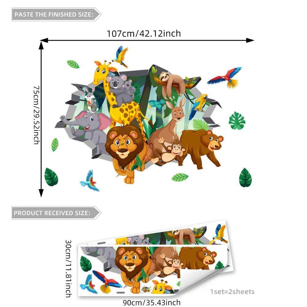 2 Sheets/set Waterproof Background Decor Decals Cartoon Wallpaper Animal Wall Stickers  Dormitory