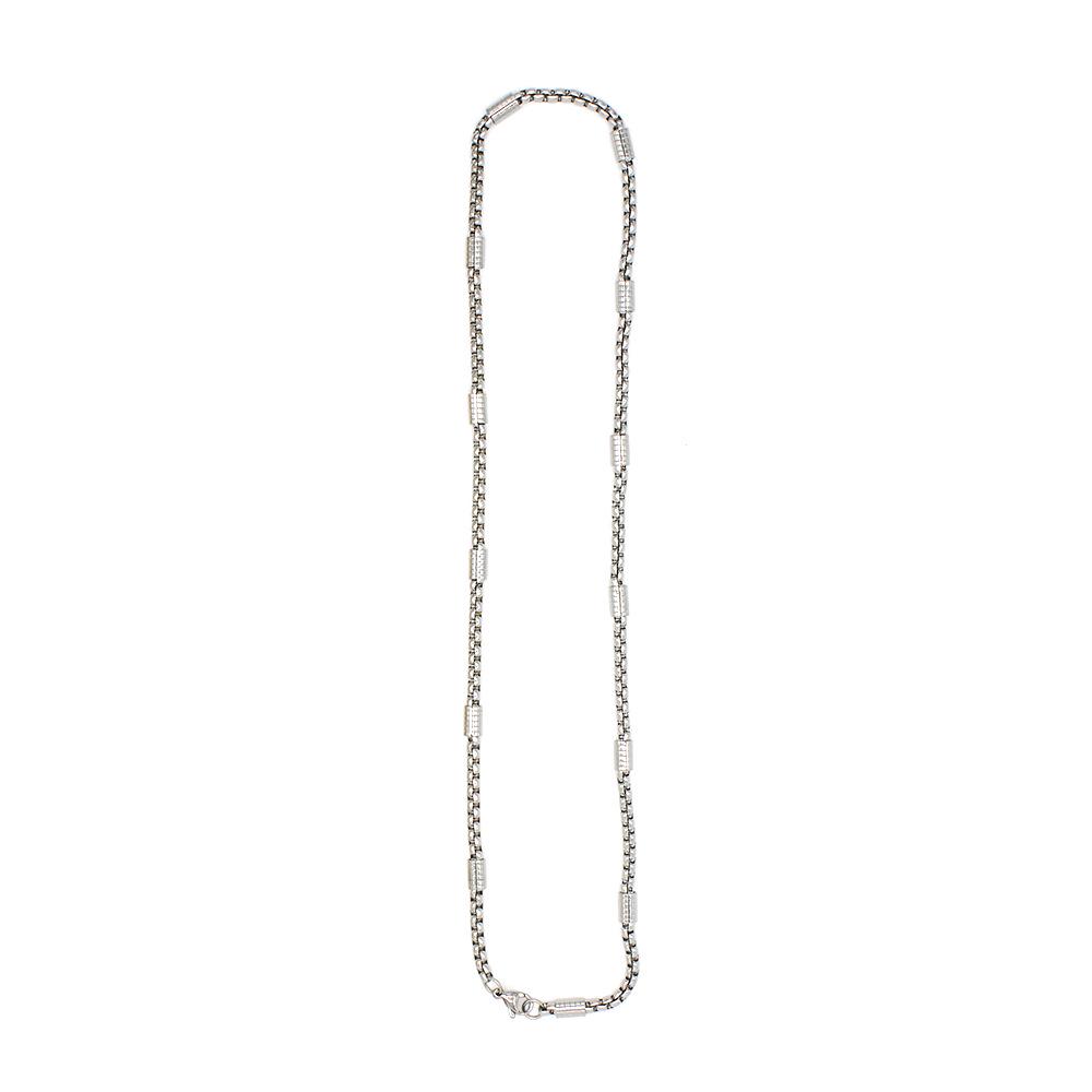 5mm Gold-Plated Stainless Steel Pearl Tube Necklace for Men & Women серебряный