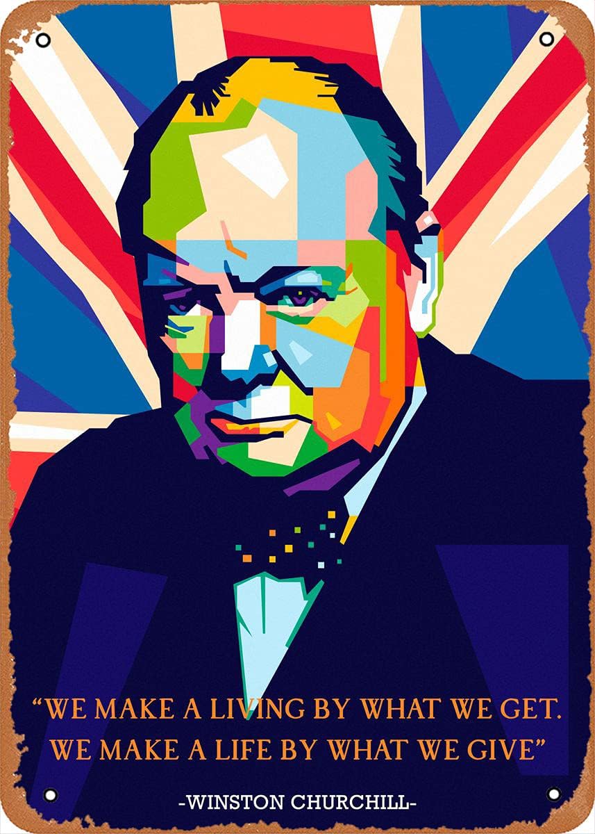 Churchill Public Figure Retro Vintage Decorative Metal Tin Sign 20x30cm(7.8x11.8inch)