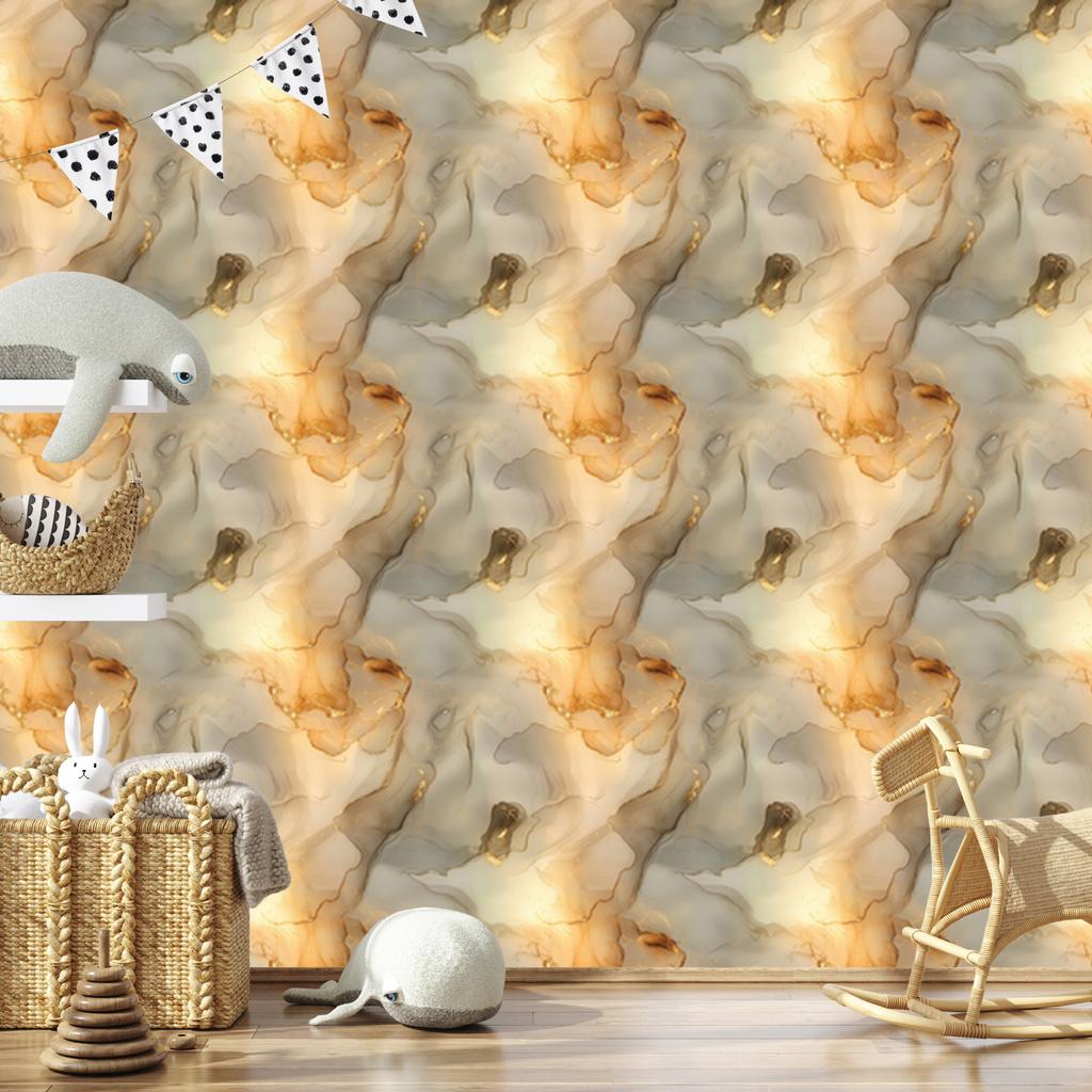 Ink Wallpaper Beige, Gold, Cream and Brown for Living Room and Bedroom 50x1000