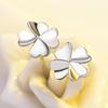 Silver Color Lucky Stud Earrings Exquisite Jewelry Gift Female Four Leaf Clover Earrings