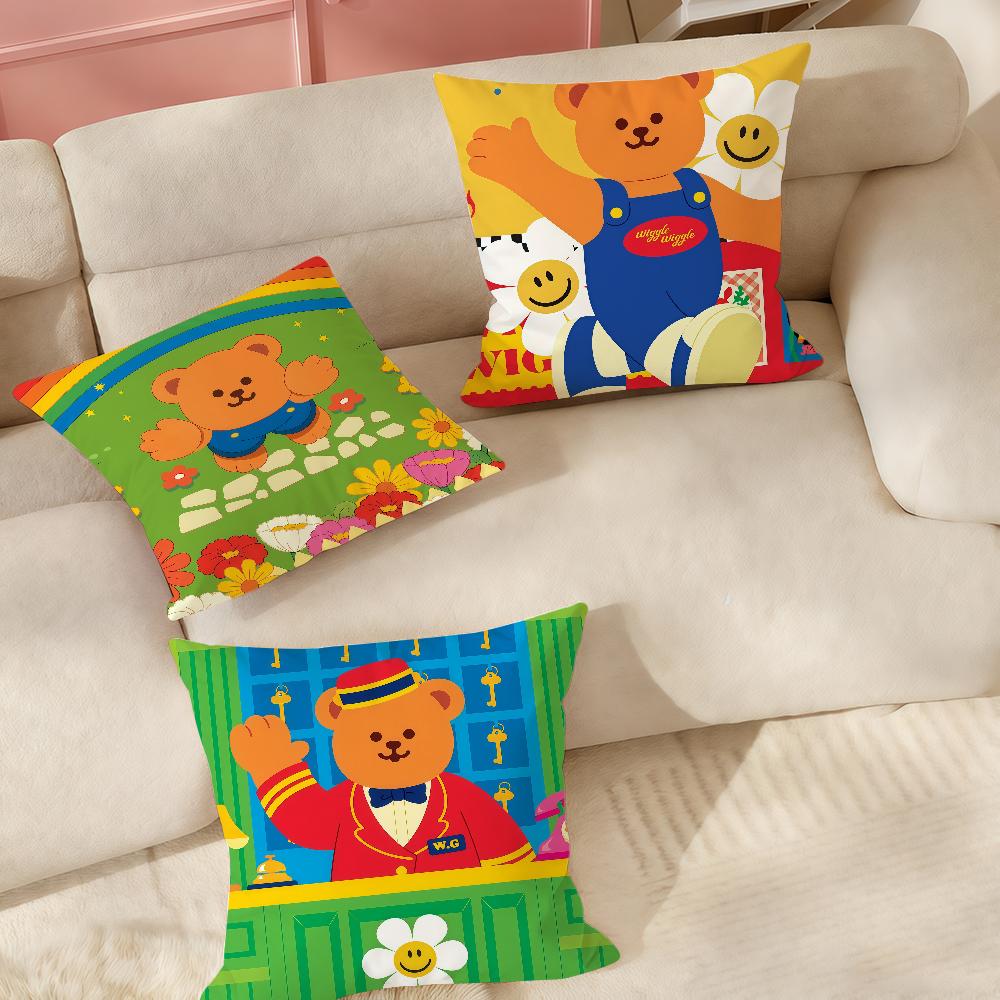 Happy W-wiggle Cartoon Pillow Case Applicable Space For Guest Rooms Interiors Cars Office House Decoration