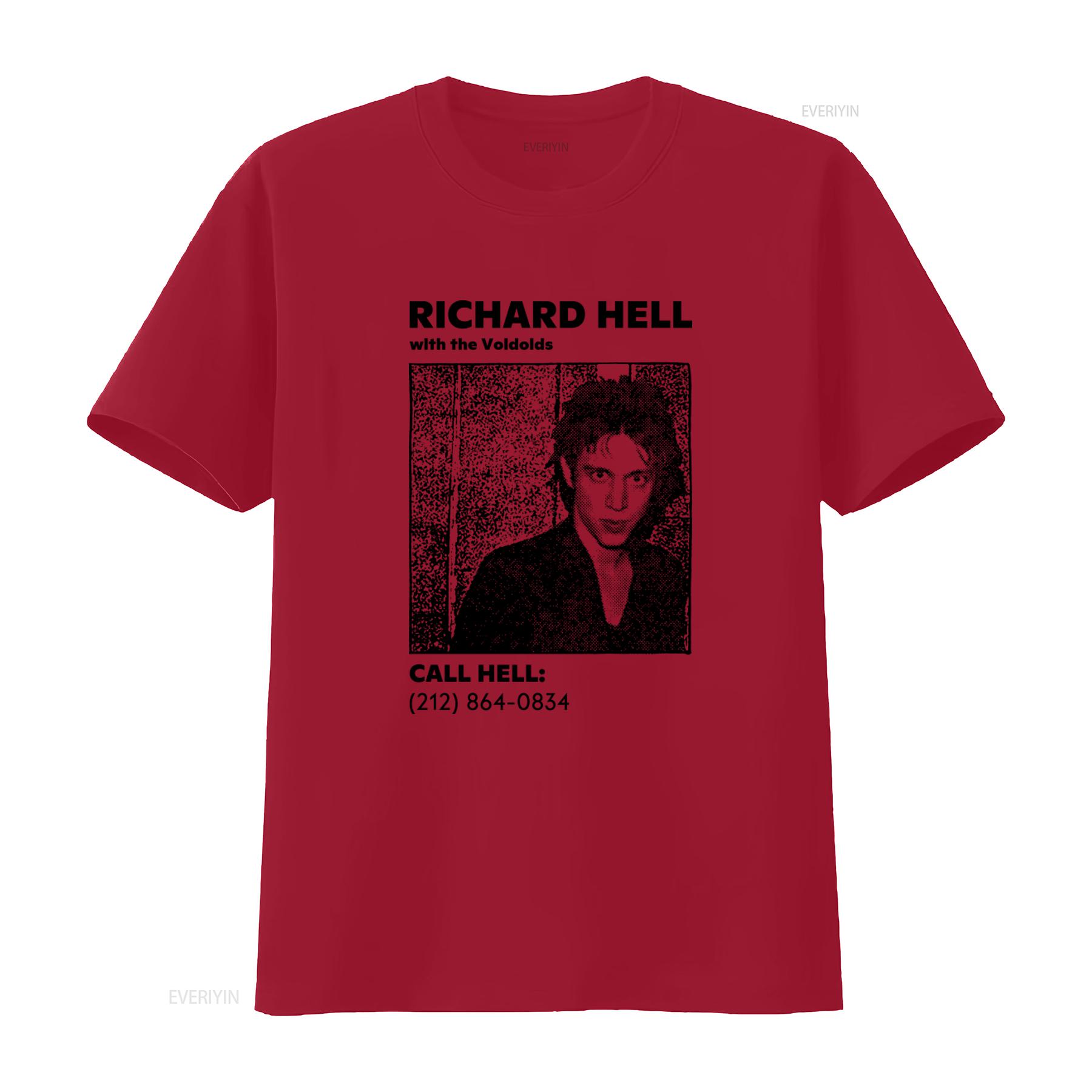 Richard Hell with the Voidoids Print T Shirt Rock Punk Style Fashion vintage Washed Stretched Versatile Top For Everyday Wear S