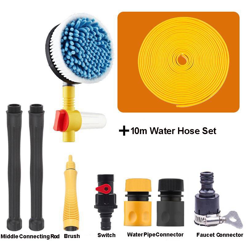 Auto Rotating Car Wash Brush Kit - 360° Spin Long Handle Pressure Washer Mop with Hose Nozzle for Cars/RV/Truck/Yard/Garden mop