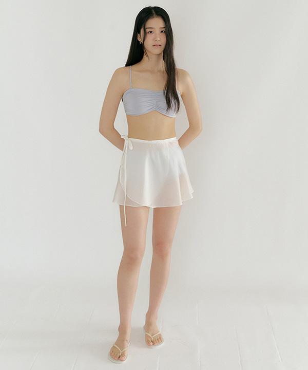 Lingseoul Sheer Layered Wrap Skirt-Ivory
