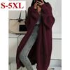 Long Over-Knee Knit Cardigan Women Autumn Winter New Lazy Style Loose Thickened Sweater Coat Trendy Oversized Knit Jacket
