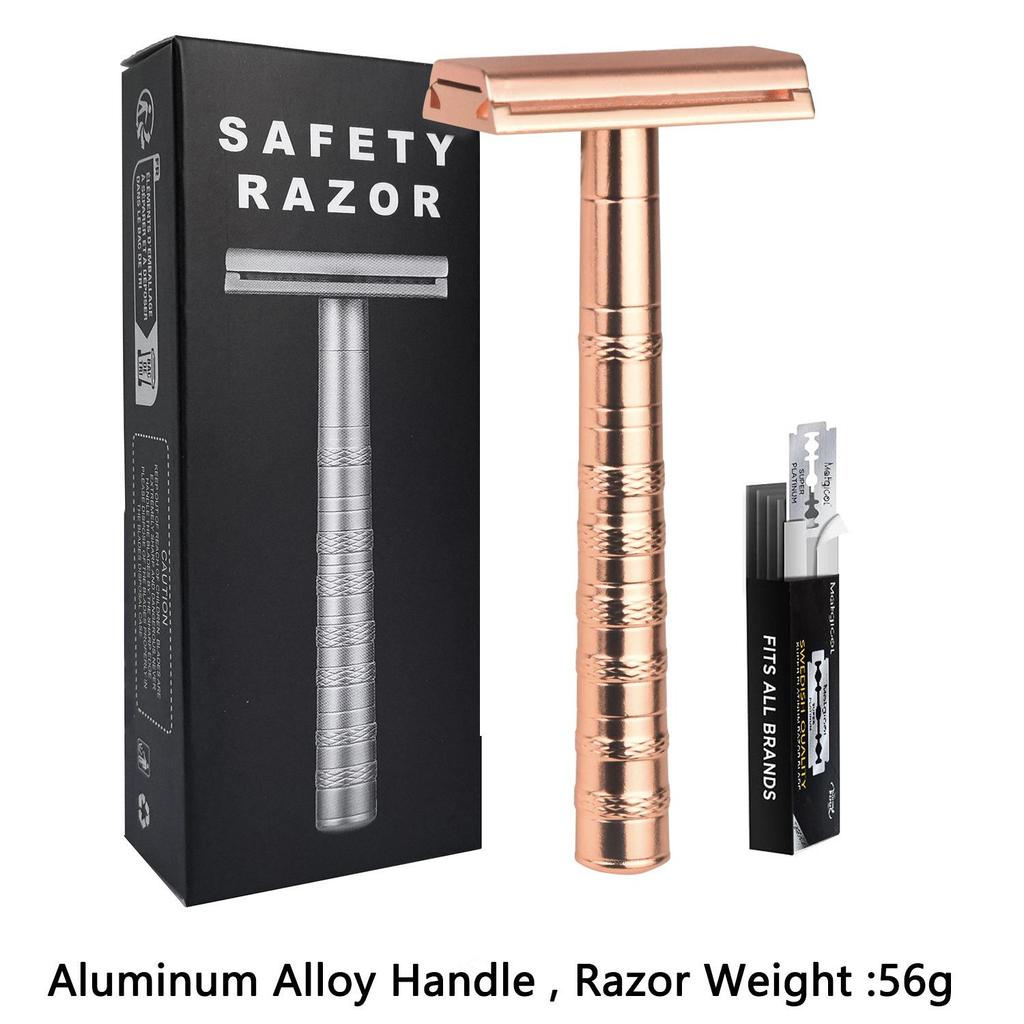 Stainless Steel Safety Razor with 5 Blades, 30° Shaving Angle