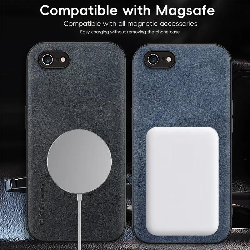 Magnetic Retro Leather Case For For Iphone 16E 7 8 Plus SE For Iphone8 Plus Wireless Charging Phone Case Cover