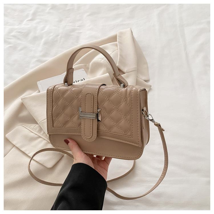 Korean Style Color Block Diamond Lattice Elegant Simple Stylish Crossbody Handbag for Women - Summer New Arrival Embroidery Small Square Bag